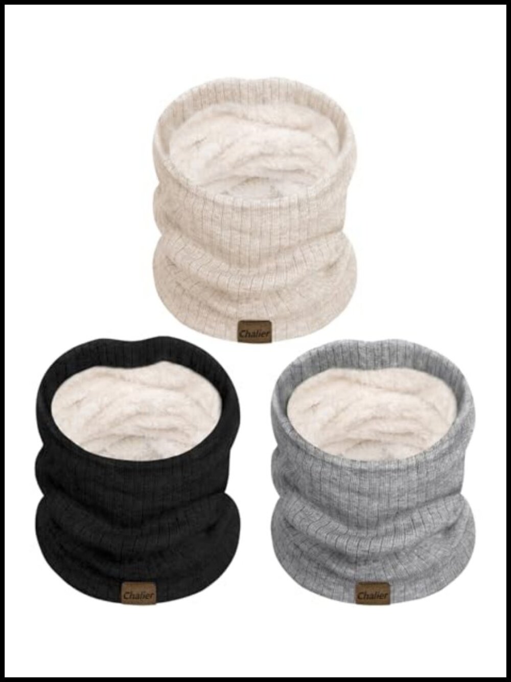 Fleece Lined Neck Warmer Infinity Scarf Set Thick Winter Cold Weather